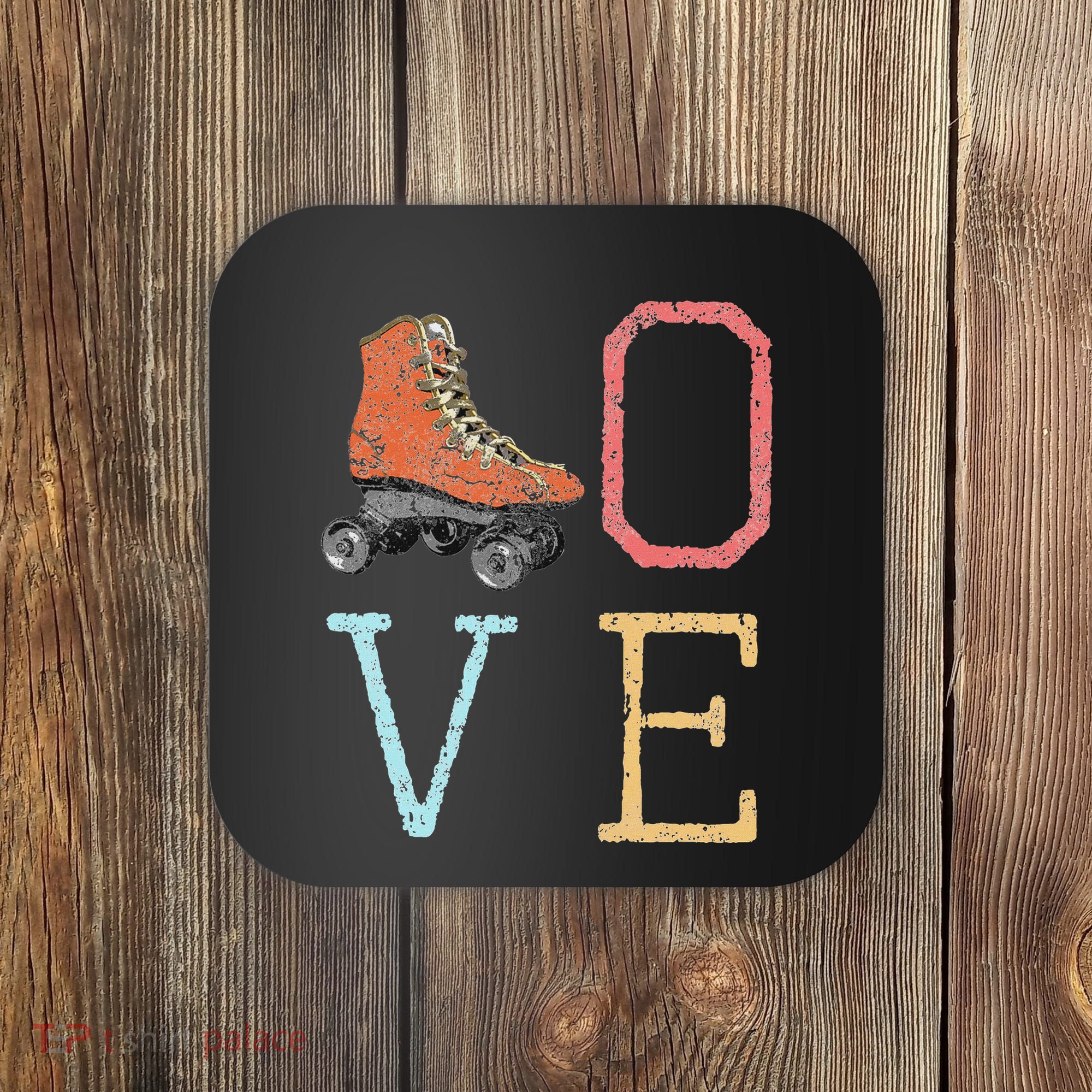 70s Skate Love Vintage Retro Roller Skating Gift Coaster
