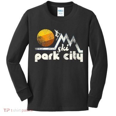 70s Style Ski Park City Utah Kids Long Sleeve Shirt