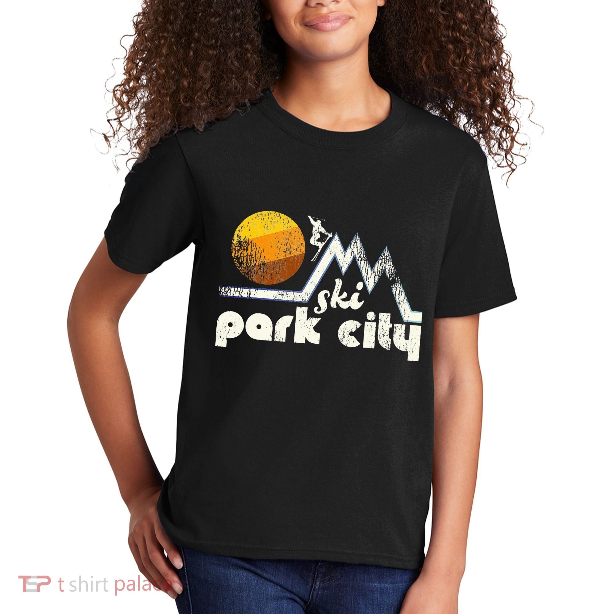 70s Style Ski Park City Utah Kids T-Shirt