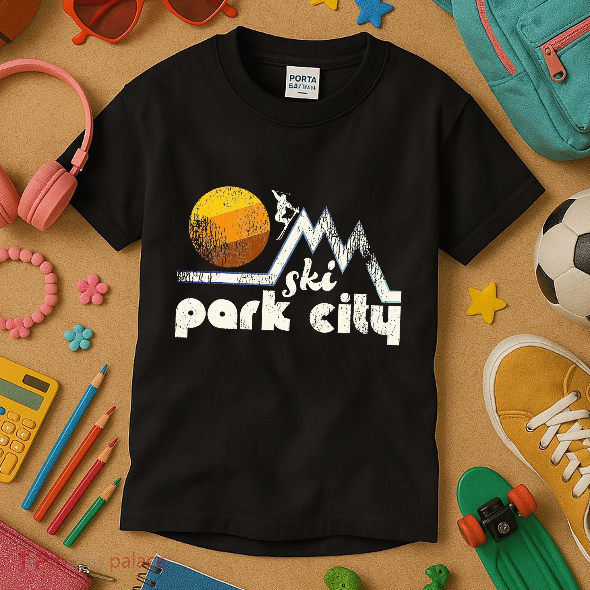 70s Style Ski Park City Utah Kids T-Shirt