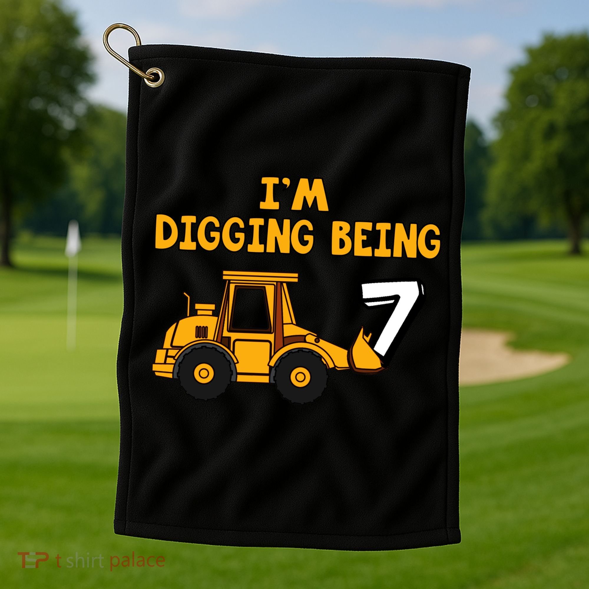 7th Birthday I'm Digging Being Seven Golf Towel