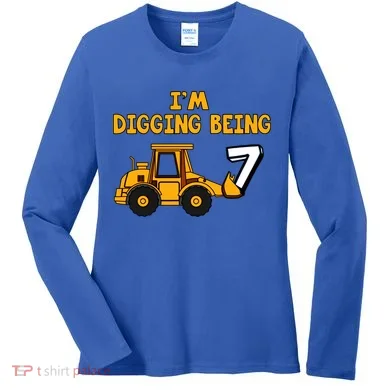 7th Birthday I'm Digging Being Seven Women's Long Sleeve Shirt