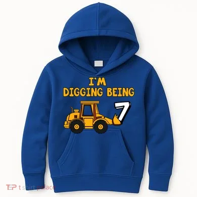7th Birthday I'm Digging Being Seven Kids Hoodie
