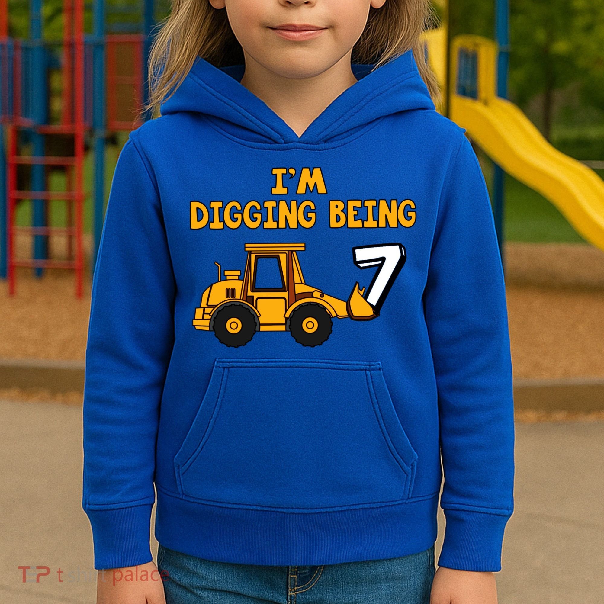 7th Birthday I'm Digging Being Seven Kids Hoodie