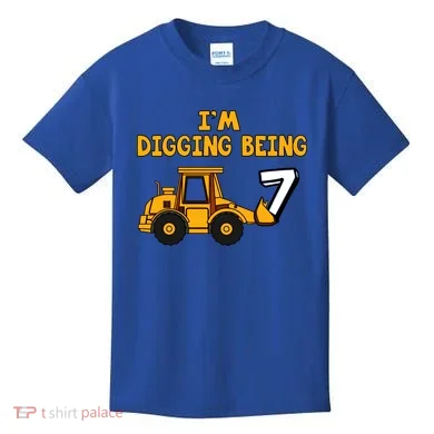 7th Birthday I'm Digging Being Seven Kids T-Shirt