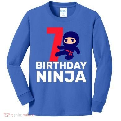 7th Birthday Ninja Kids Long Sleeve Shirt