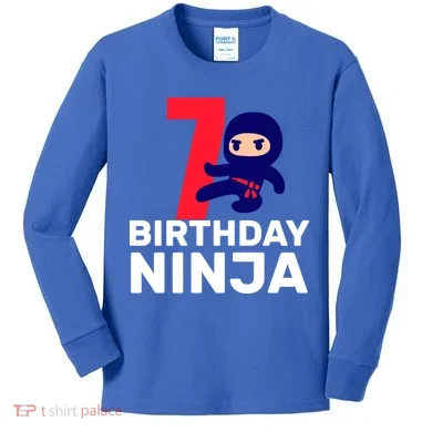 7th Birthday Ninja Kids Long Sleeve Shirt