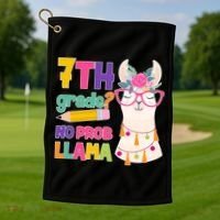 7th Grade? No Prob Llama Golf Towel thumb 1