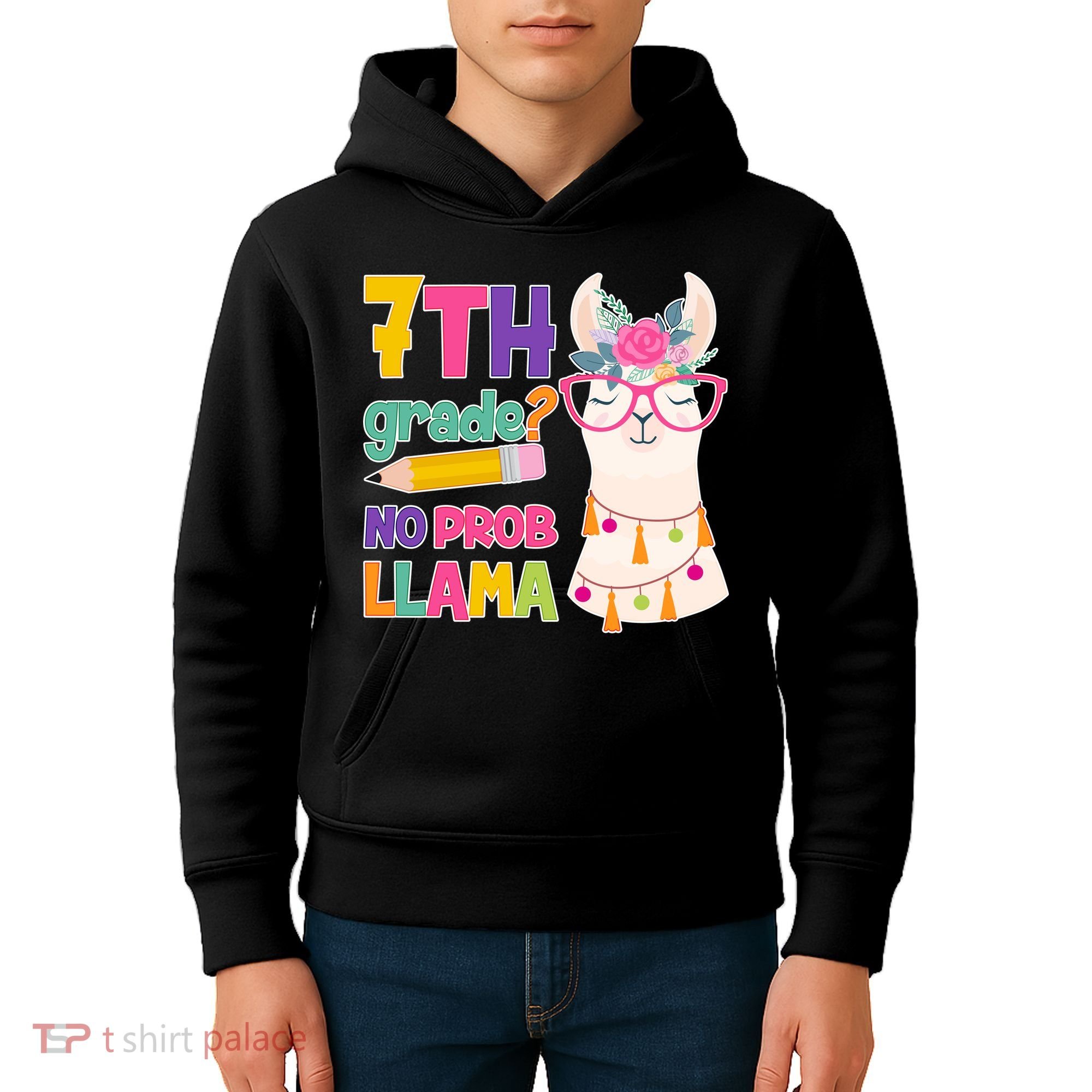 7th Grade? No Prob Llama Kids Hoodie