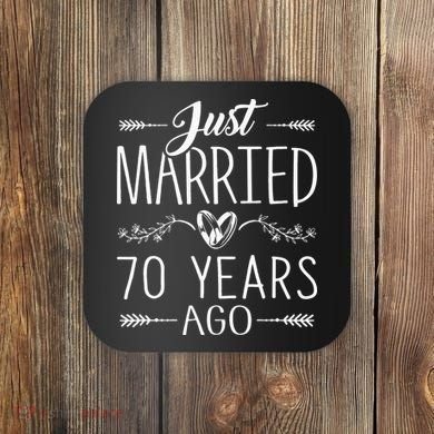 70th Wedding Anniversary 70 Years Marriage Matching Coaster