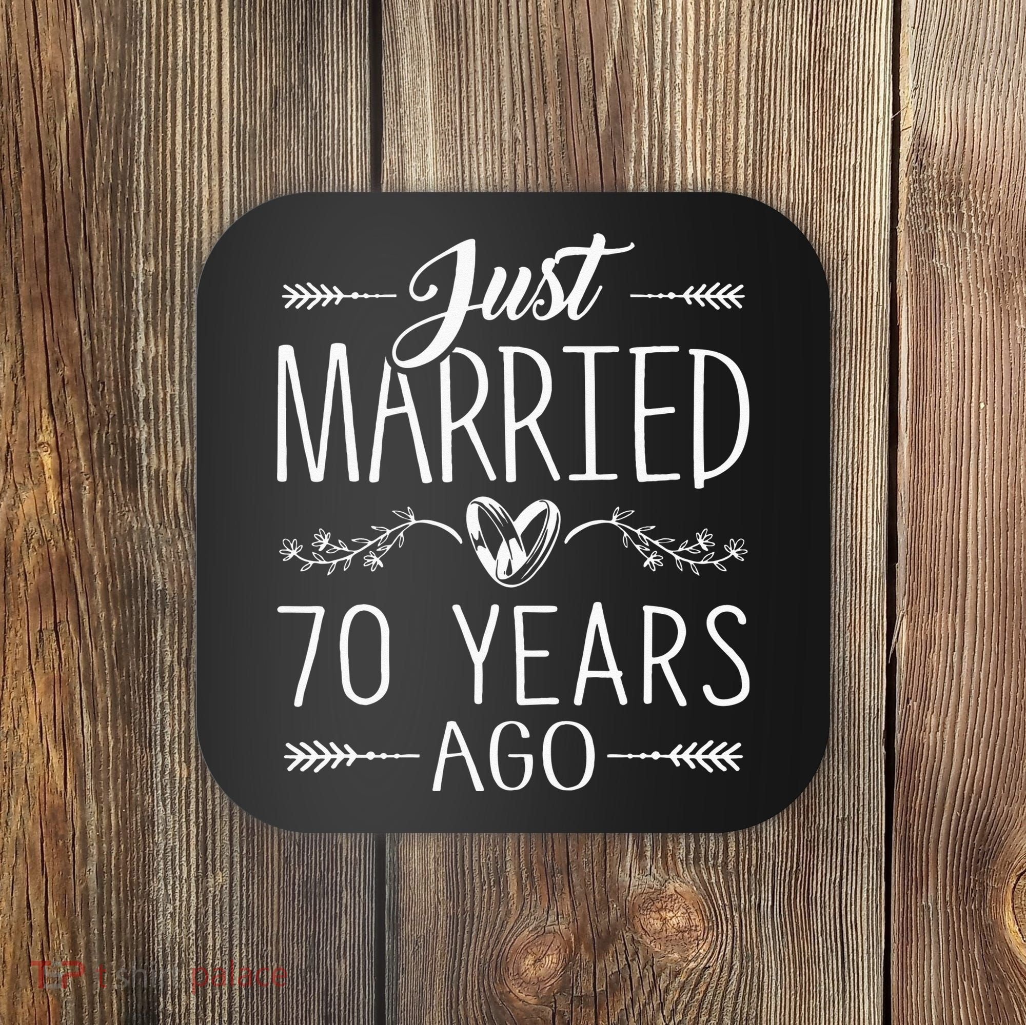 70th Wedding Anniversary 70 Years Marriage Matching Coaster