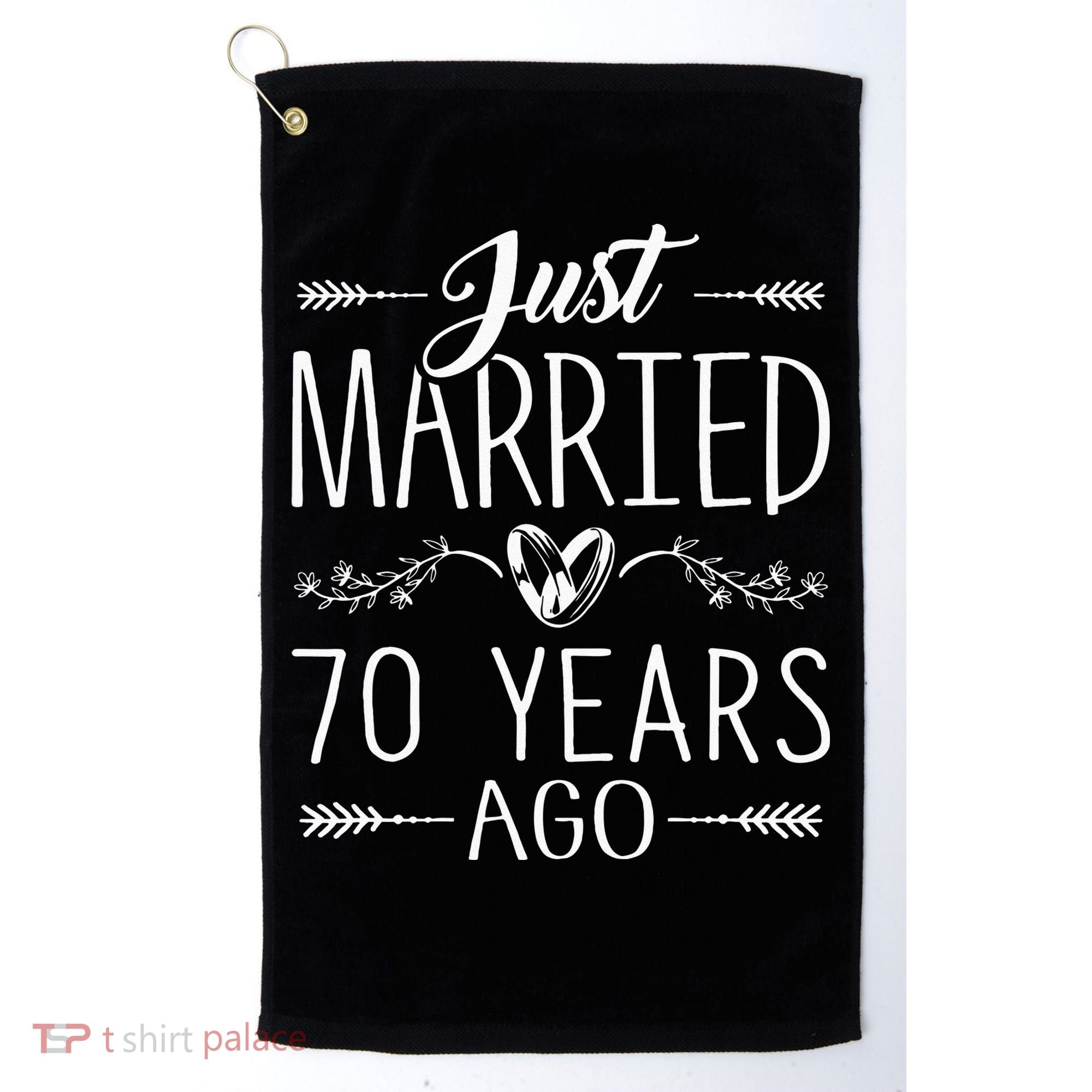 70th Wedding Anniversary 70 Years Marriage Matching Golf Towel