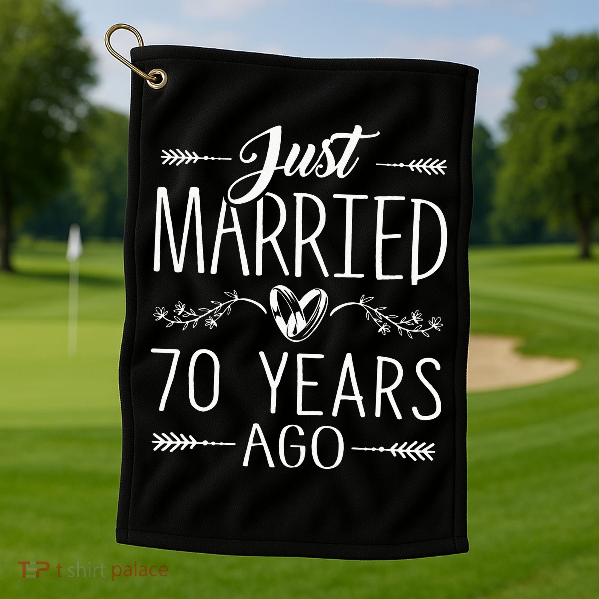 70th Wedding Anniversary 70 Years Marriage Matching Golf Towel
