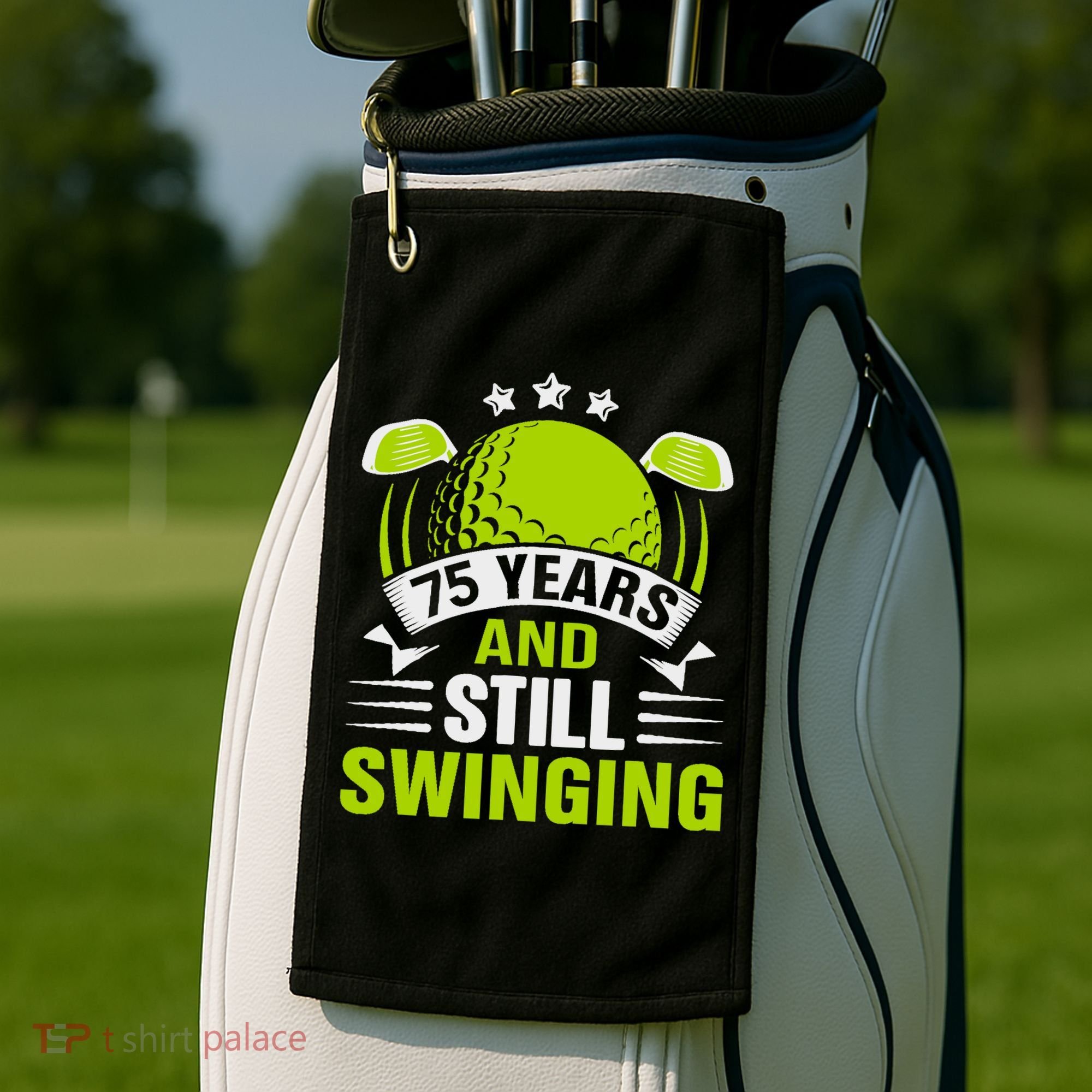 75 Years And Still Swinging 75th Birthday Golf Golf Towel