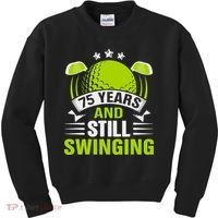 75 Years And Still Swinging 75th Birthday Golf Kids Sweatshirt thumb 0