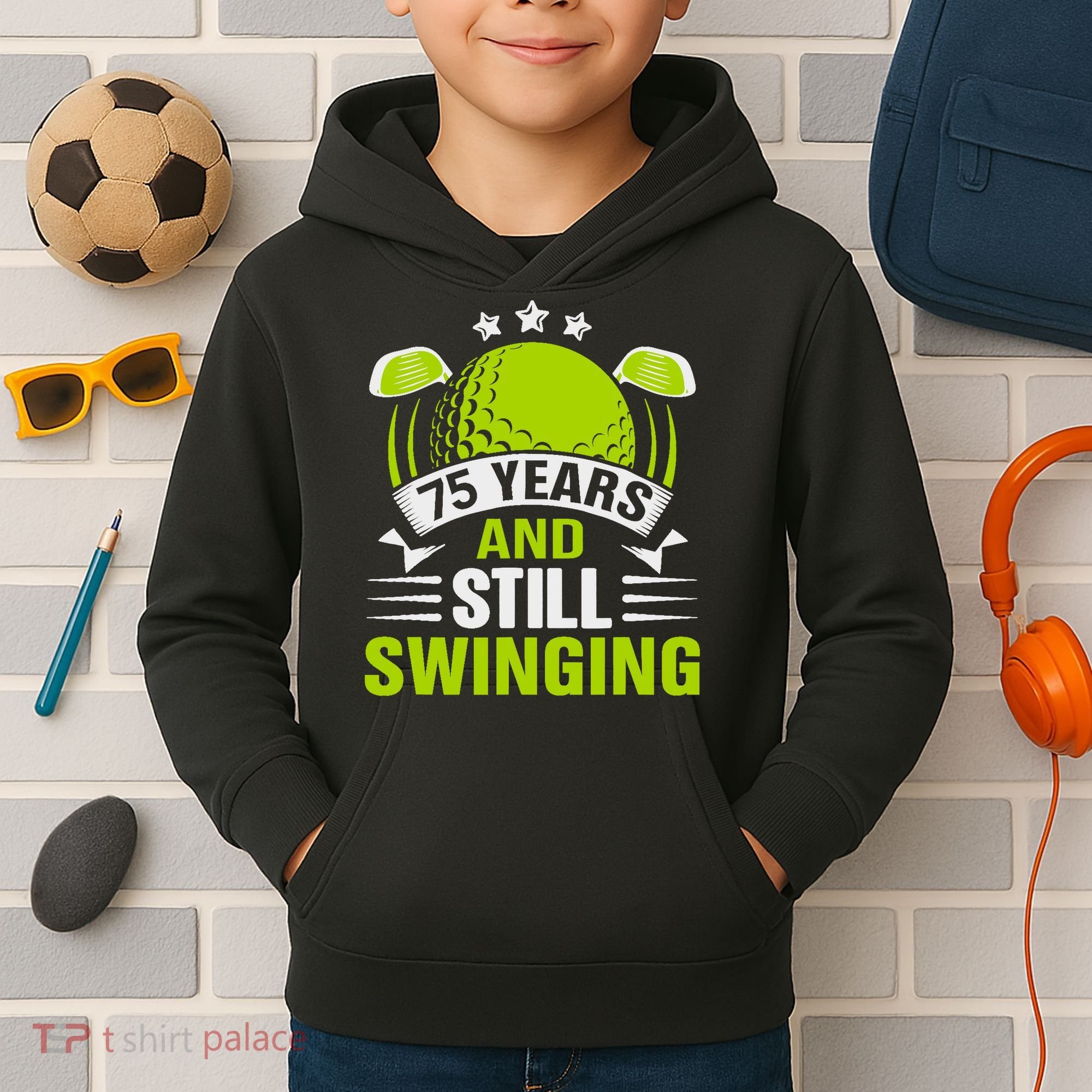 75 Years And Still Swinging 75th Birthday Golf Kids Hoodie