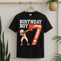 7 Years Old Boy Football Player 7th Football Birthday Boys T-Shirt thumb 2