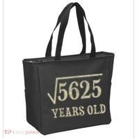 75 years old 75th Birthday Present Give Idea Square Root of 5625 Tote Bag thumb 2