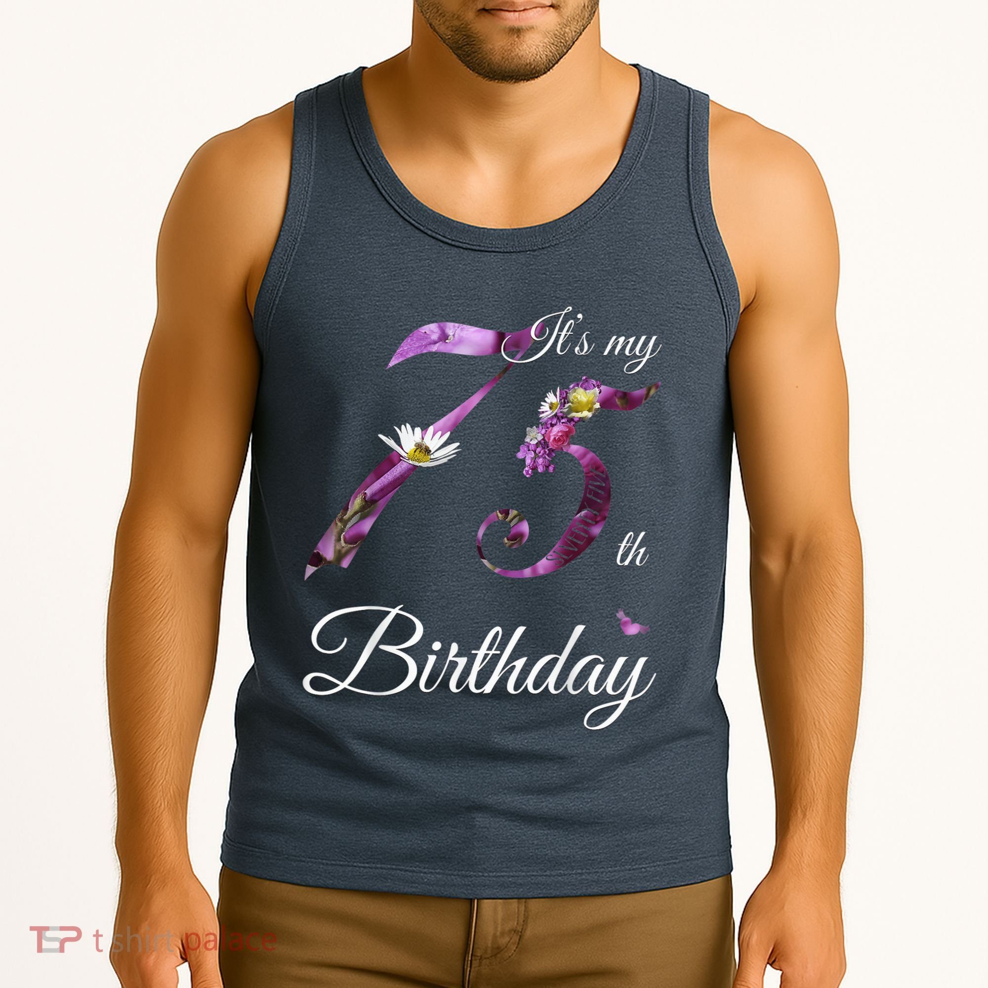 75 Year Old Shirt Floral 1948 It's My 75th Birthday Present Gift Tank Top