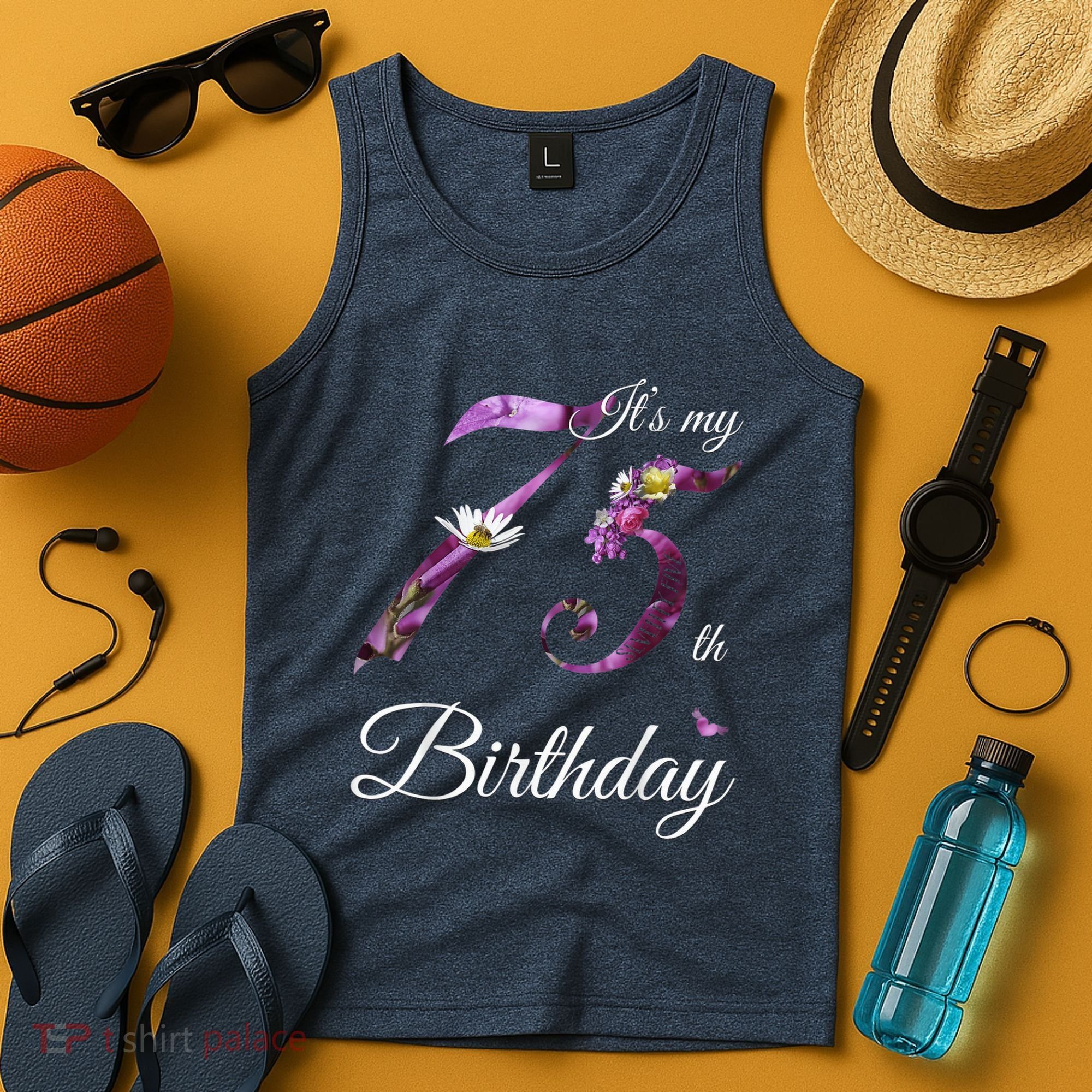 75 Year Old Shirt Floral 1948 It's My 75th Birthday Present Gift Tank Top
