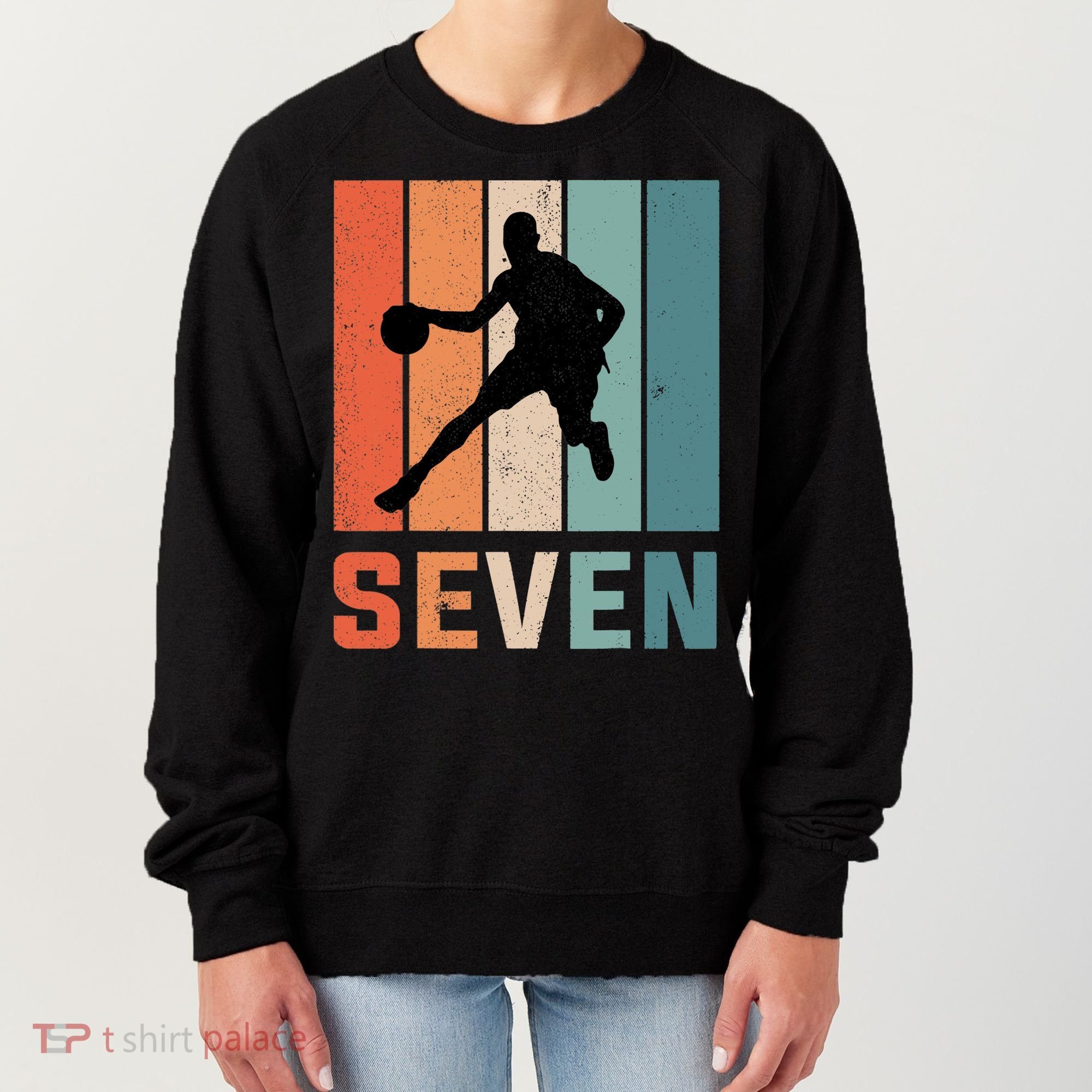 7 Years Old 7th Birthday Basketball Gift For Boys Party Women's Sweatshirt