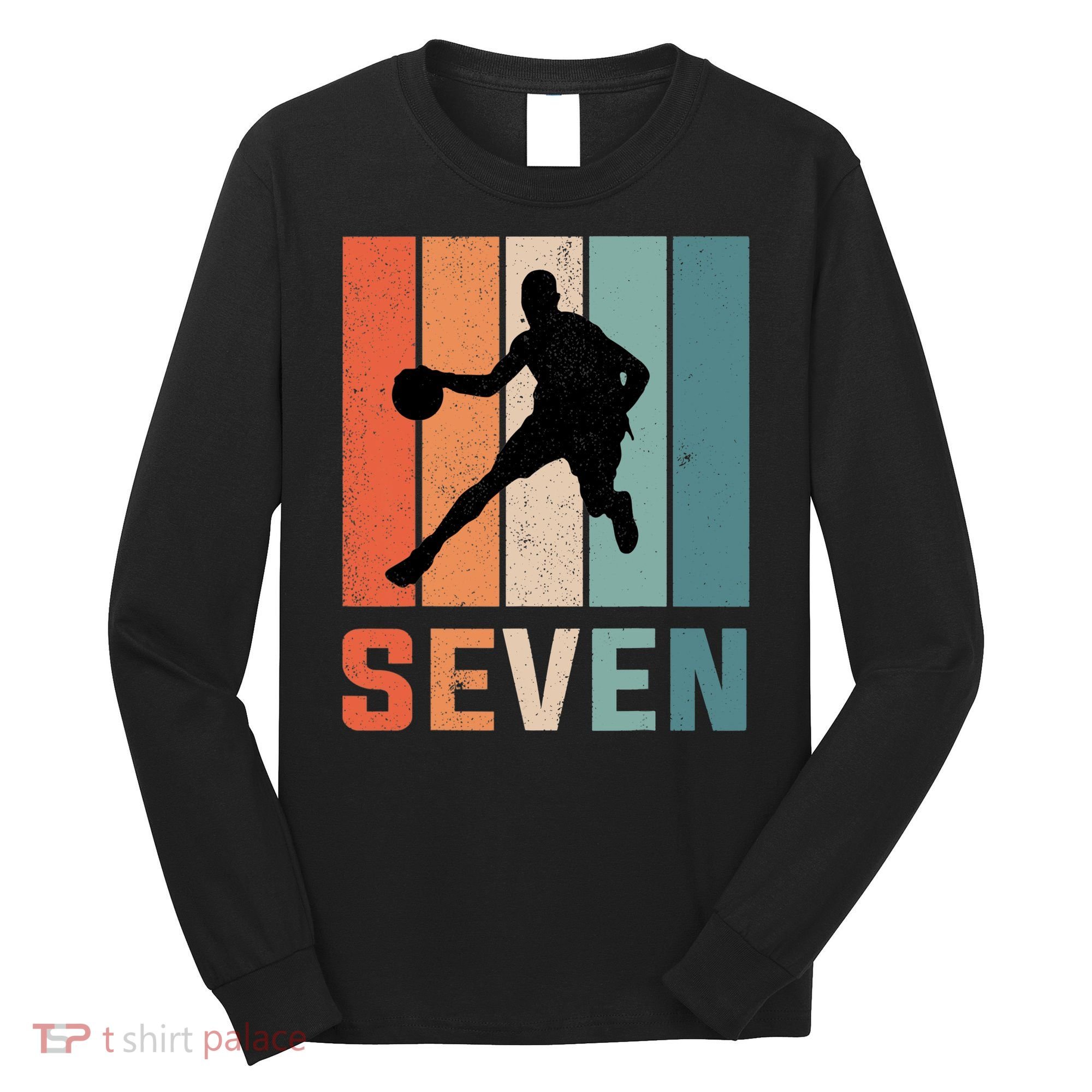 7 Years Old 7th Birthday Basketball Gift For Boys Party Long Sleeve Shirt