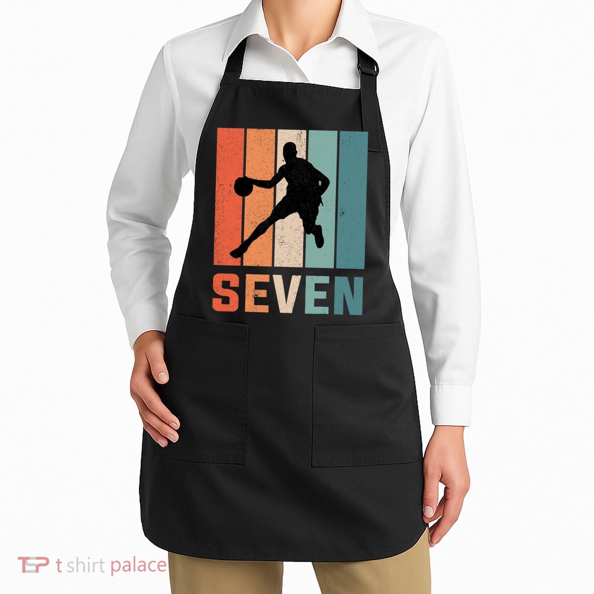 7 Years Old 7th Birthday Basketball Gift For Boys Party Apron