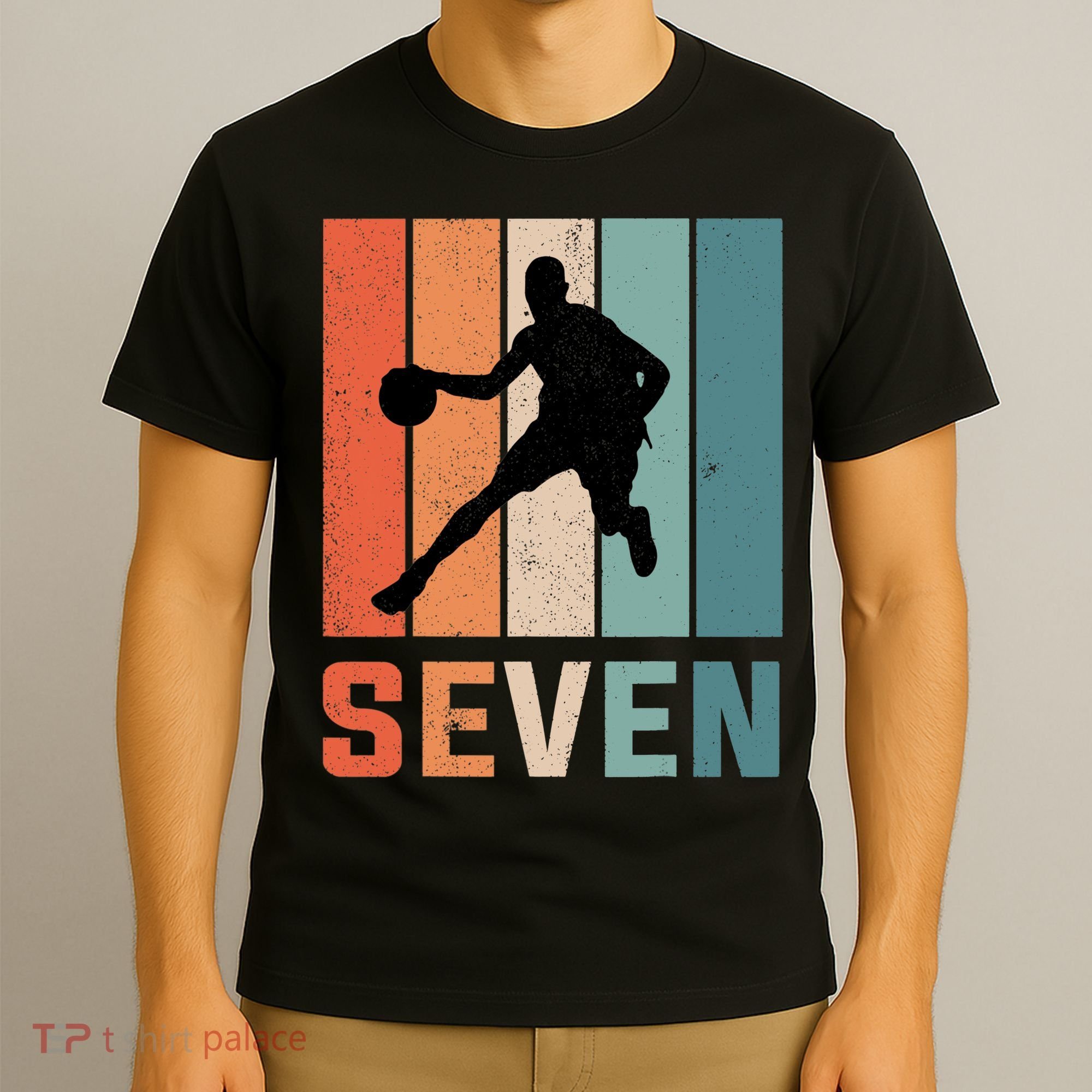 7 Years Old 7th Birthday Basketball Gift For Boys Party T-Shirt