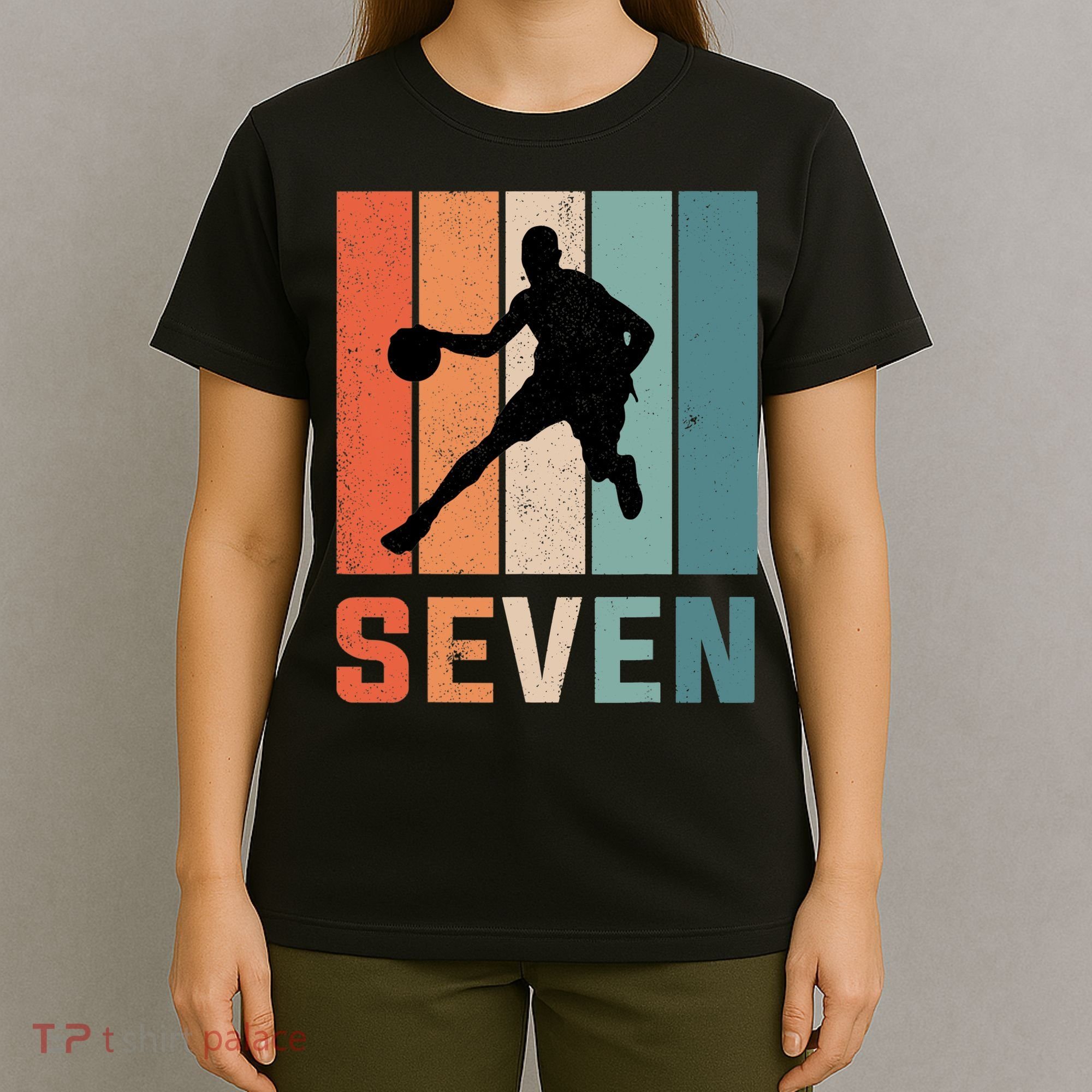 7 Years Old 7th Birthday Basketball Gift For Boys Party T-Shirt