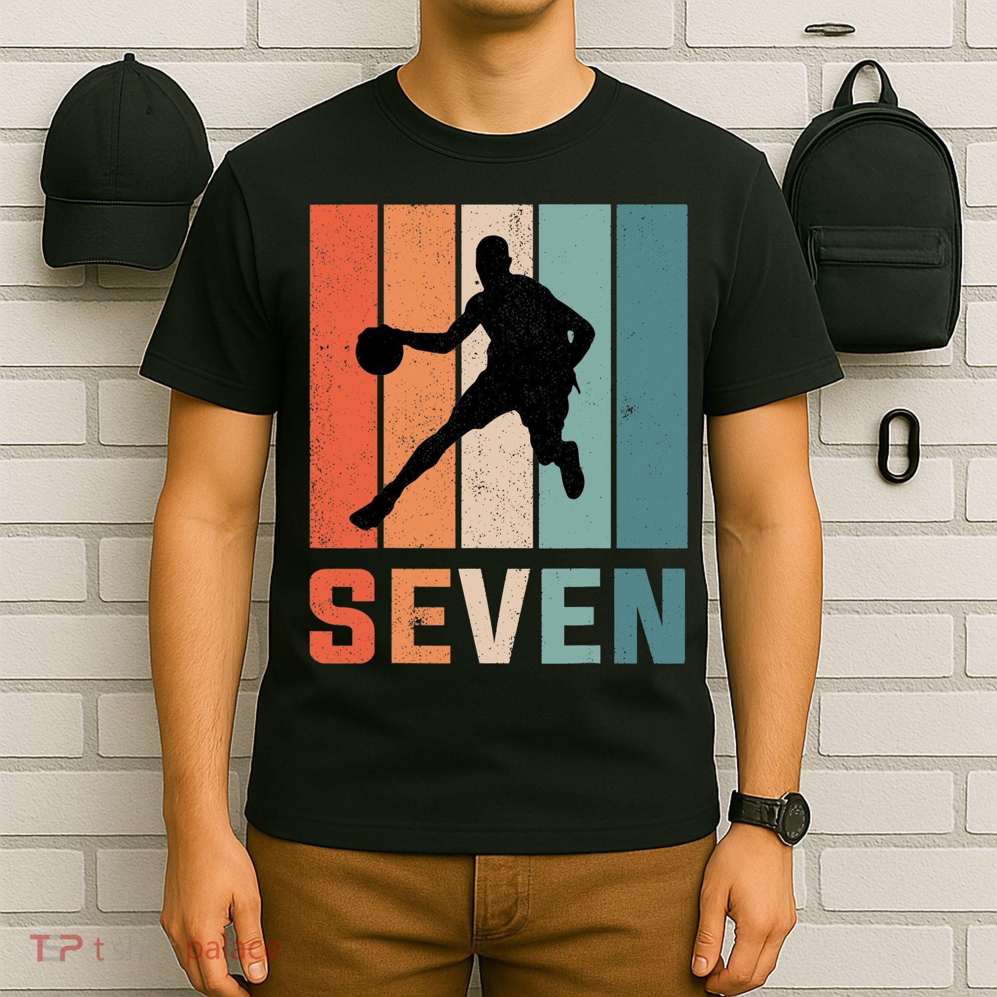 7 Years Old 7th Birthday Basketball Gift For Boys Party T-Shirt