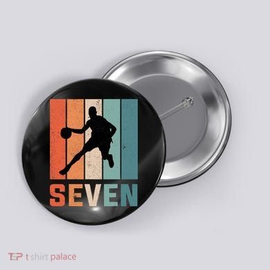 7 Years Old 7th Birthday Basketball Gift For Boys Party Button