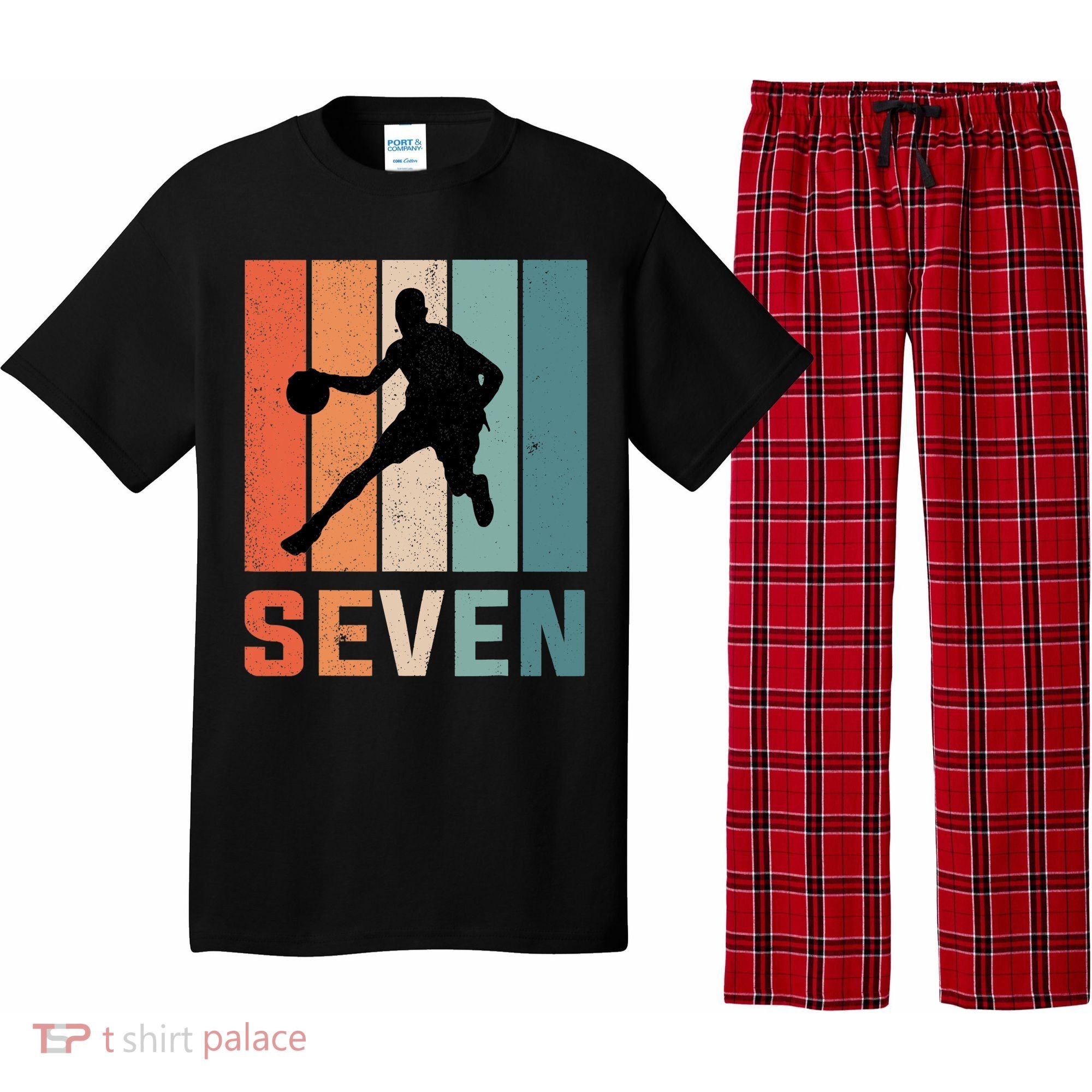 7 Years Old 7th Birthday Basketball Gift For Boys Party Pajama Set