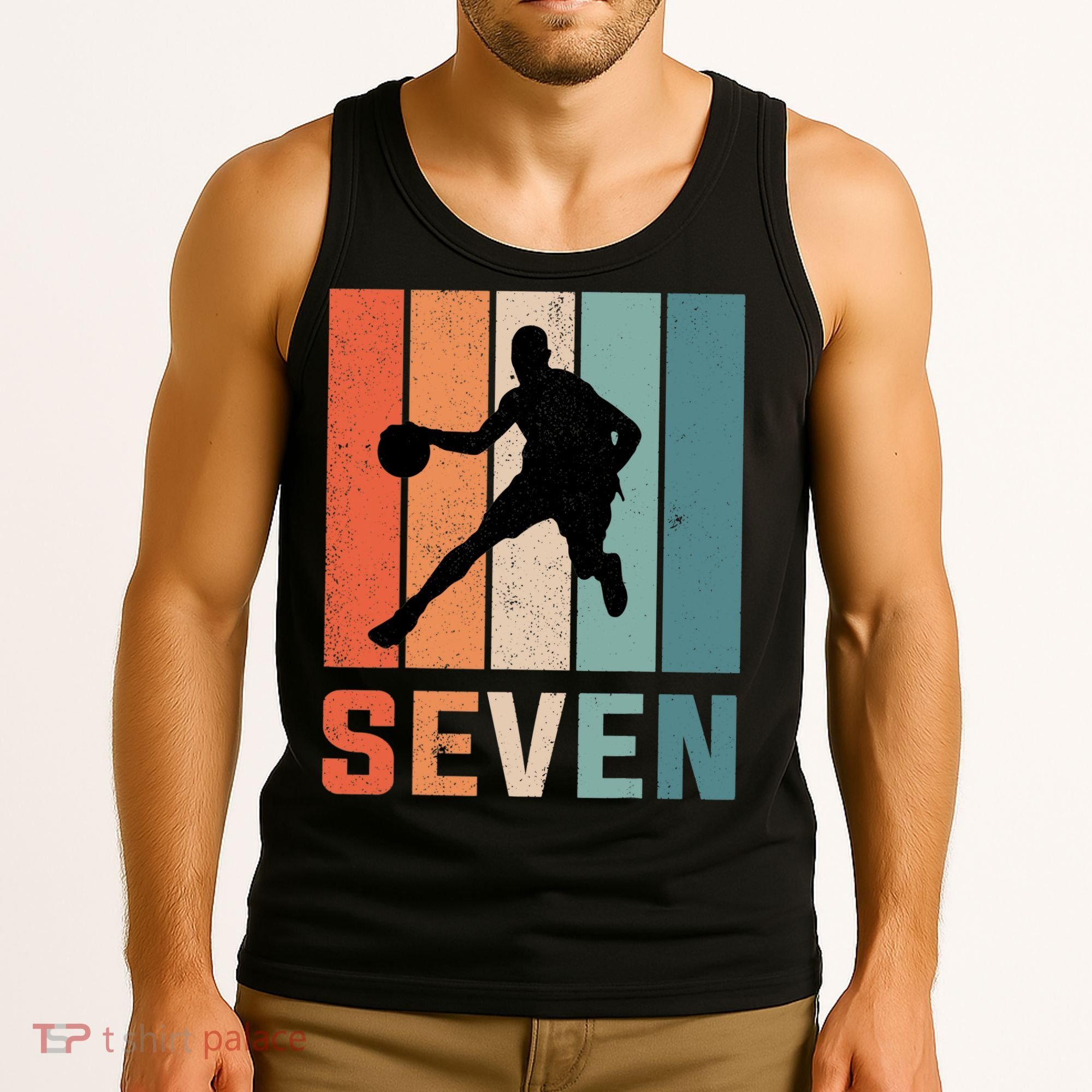 7 Years Old 7th Birthday Basketball Gift For Boys Party Tank Top