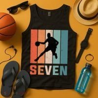 7 Years Old 7th Birthday Basketball Gift For Boys Party Tank Top thumb 4