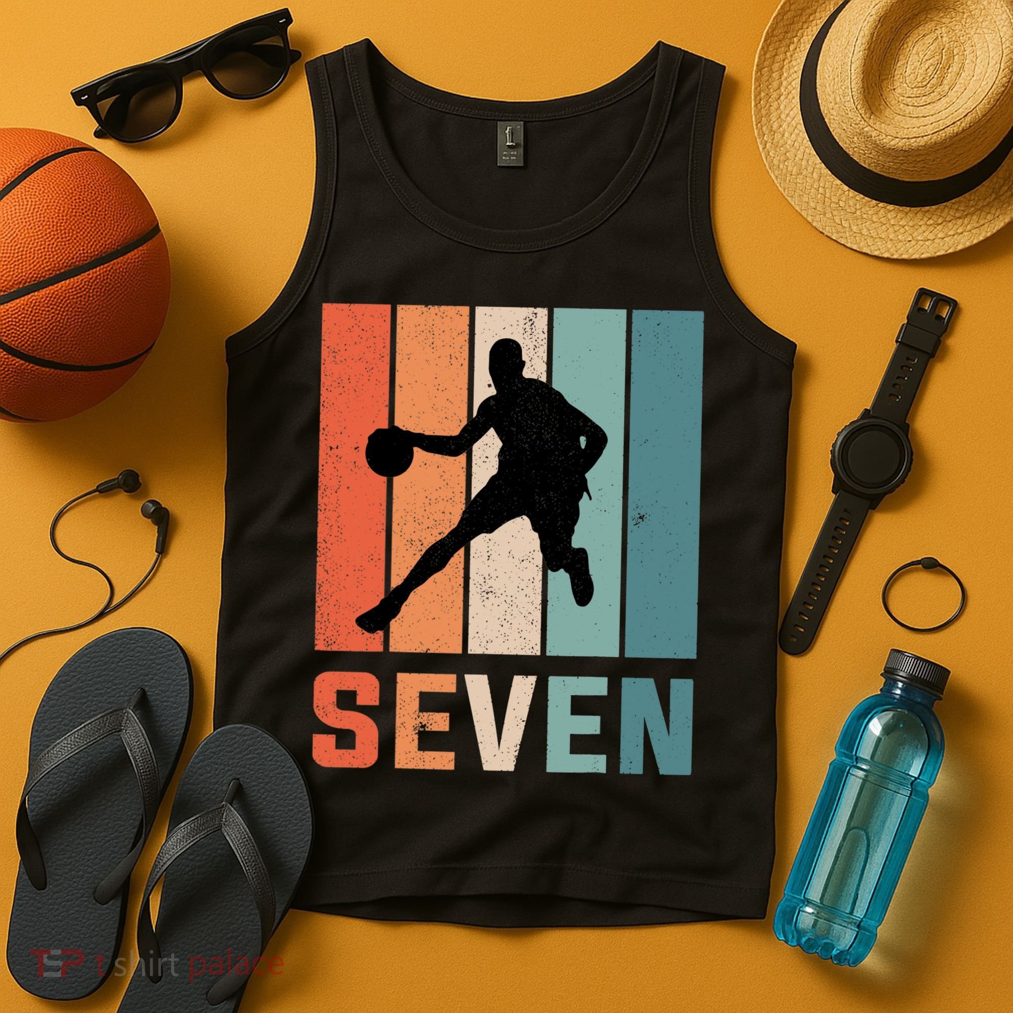 7 Years Old 7th Birthday Basketball Gift For Boys Party Tank Top
