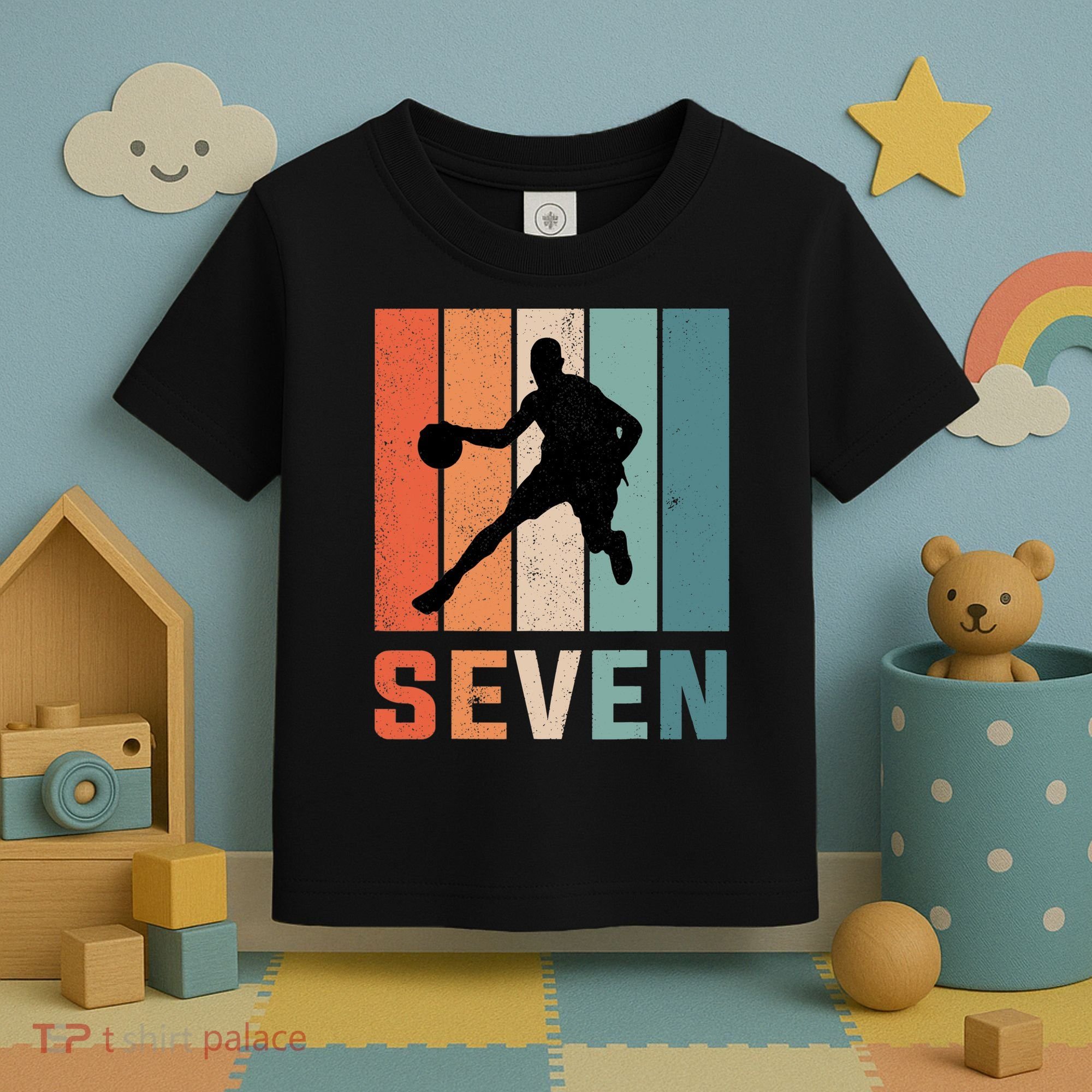 7 Years Old 7th Birthday Basketball Gift For Boys Party Toddler T-Shirt