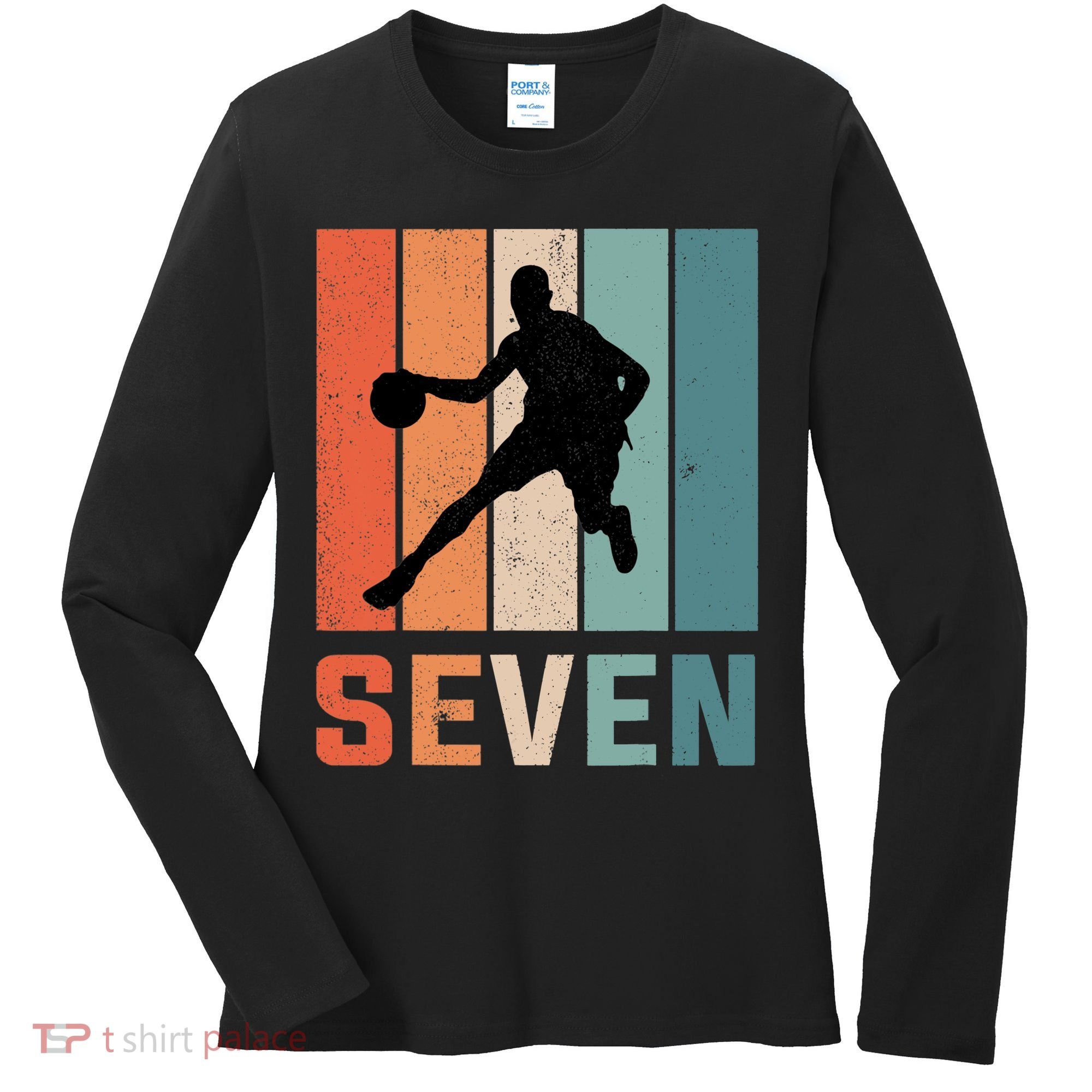 7 Years Old 7th Birthday Basketball Gift For Boys Party Women's Long Sleeve Shirt