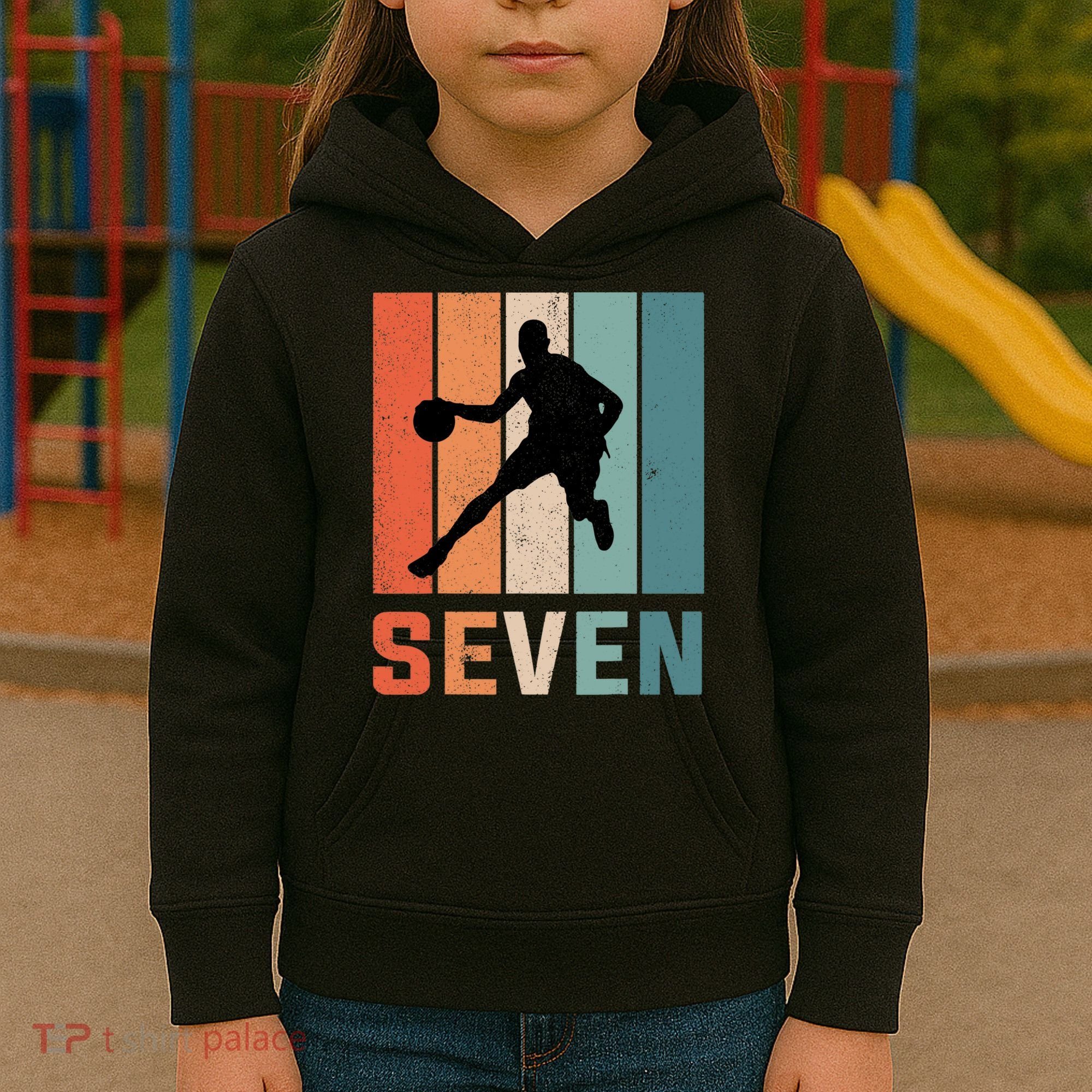 7 Years Old 7th Birthday Basketball Gift For Boys Party Kids Hoodie