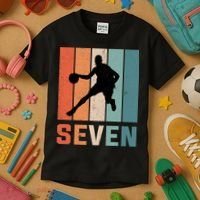 7 Years Old 7th Birthday Basketball Gift For Boys Party Kids T-Shirt thumb 3