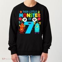 7 Year Old Gifts This Little Monster Is 7th Birthday Boy Women's Sweatshirt thumb 0