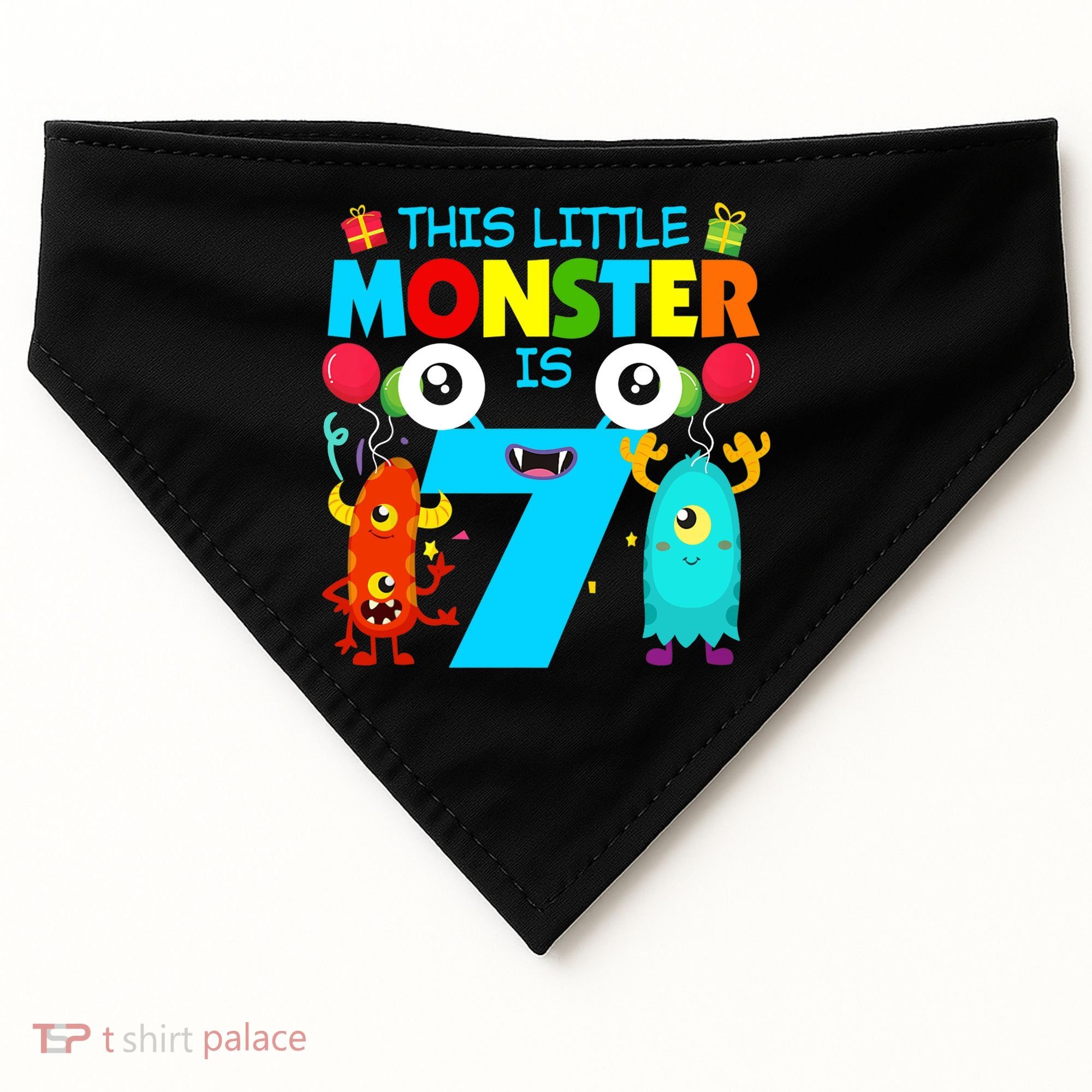 7 Year Old Gifts This Little Monster Is 7th Birthday Boy USA-Made Doggie Bandana