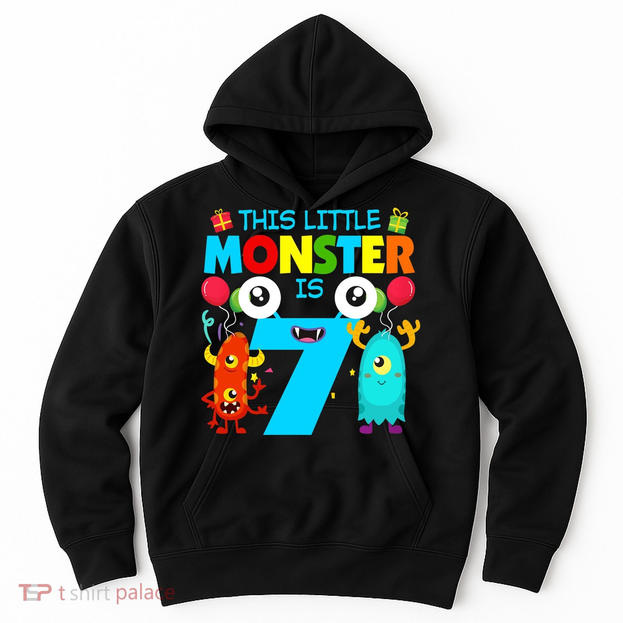 7 Year Old Gifts This Little Monster Is 7th Birthday Boy Hoodie