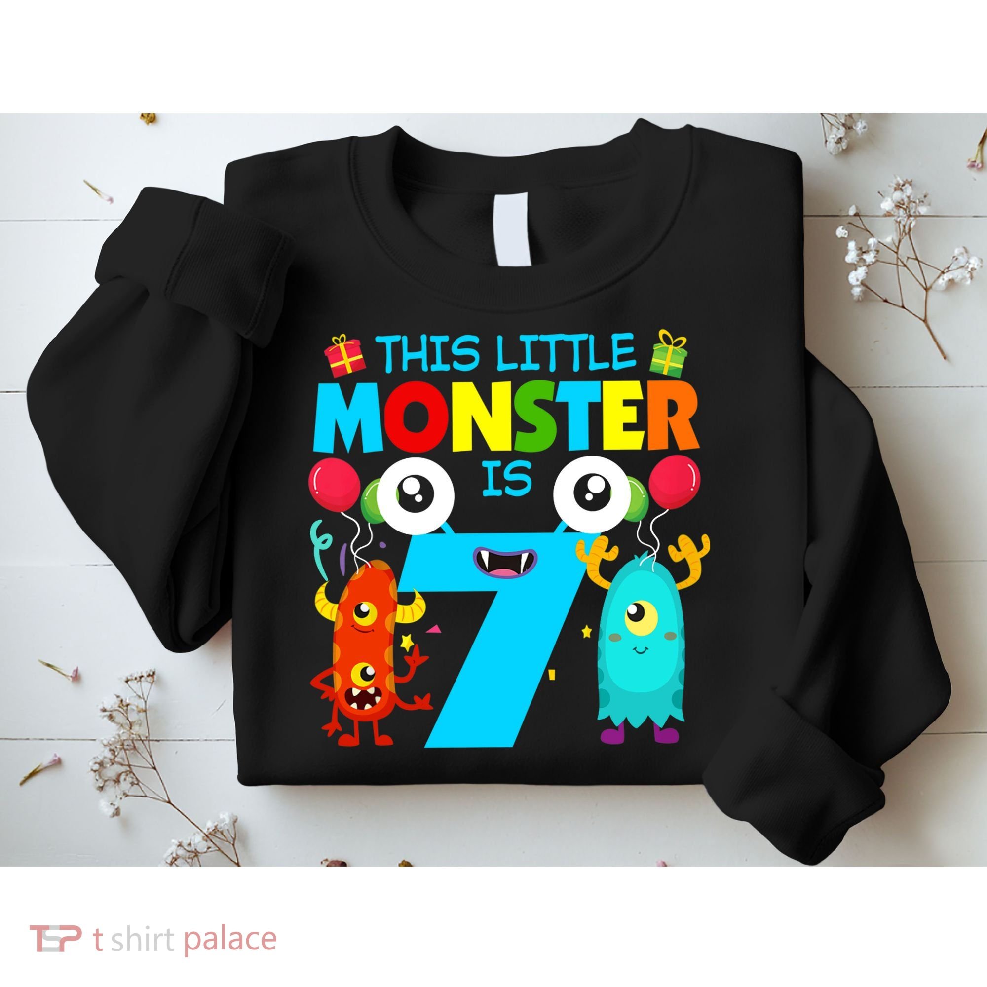 7 Year Old Gifts This Little Monster Is 7th Birthday Boy Sweatshirt