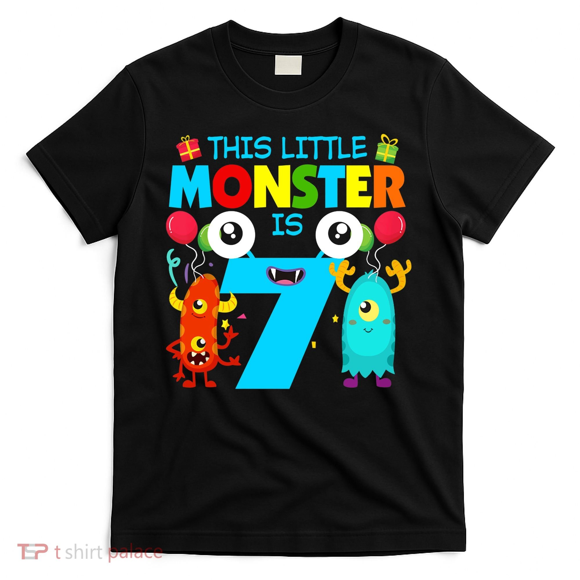 7 Year Old Gifts This Little Monster Is 7th Birthday Boy T-Shirt