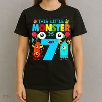 7 Year Old Gifts This Little Monster Is 7th Birthday Boy T-Shirt thumb 4