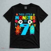 7 Year Old Gifts This Little Monster Is 7th Birthday Boy T-Shirt thumb 5