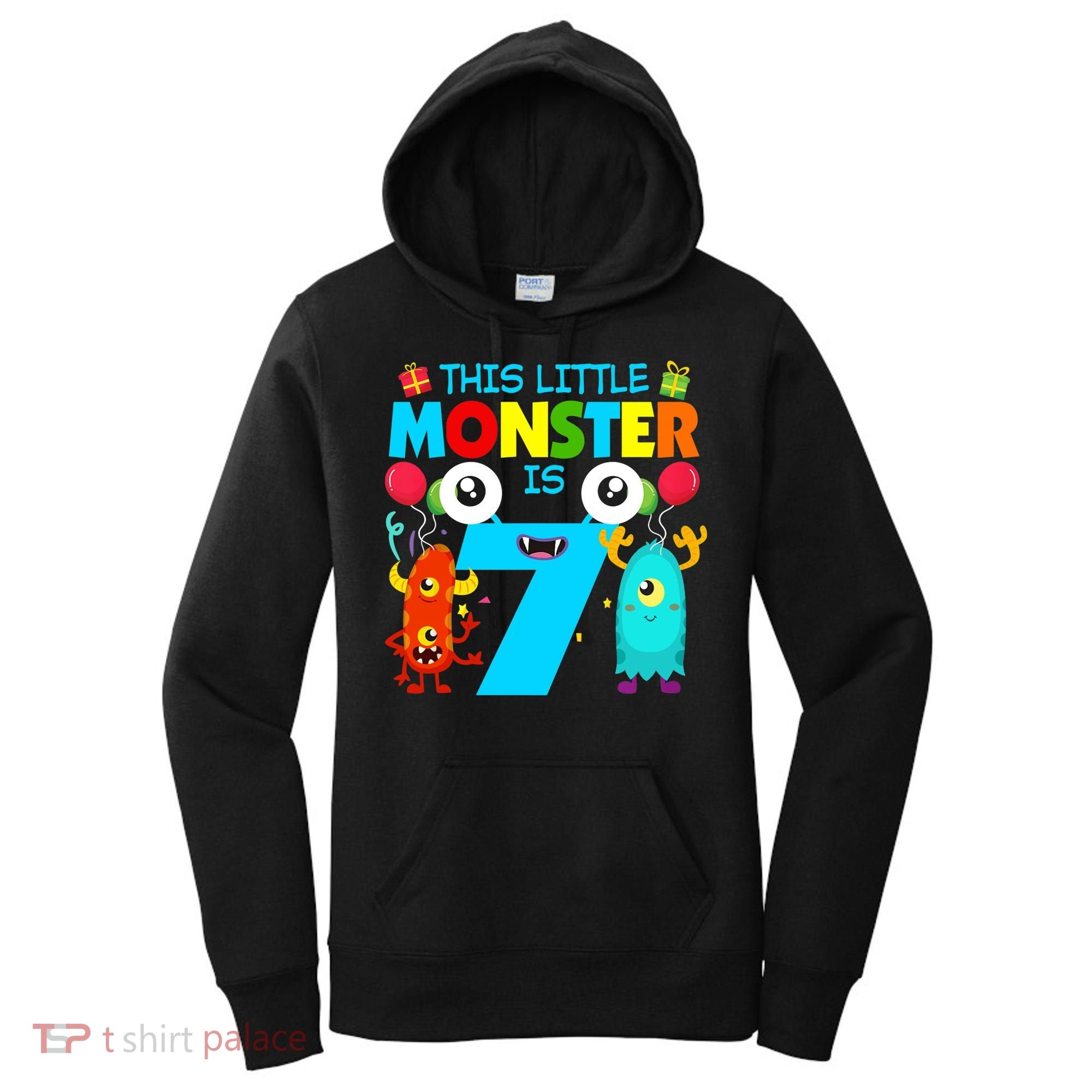 7 Year Old Gifts This Little Monster Is 7th Birthday Boy Women's Hoodie