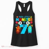 7 Year Old Gifts This Little Monster Is 7th Birthday Boy Women's Tank Top thumb 0