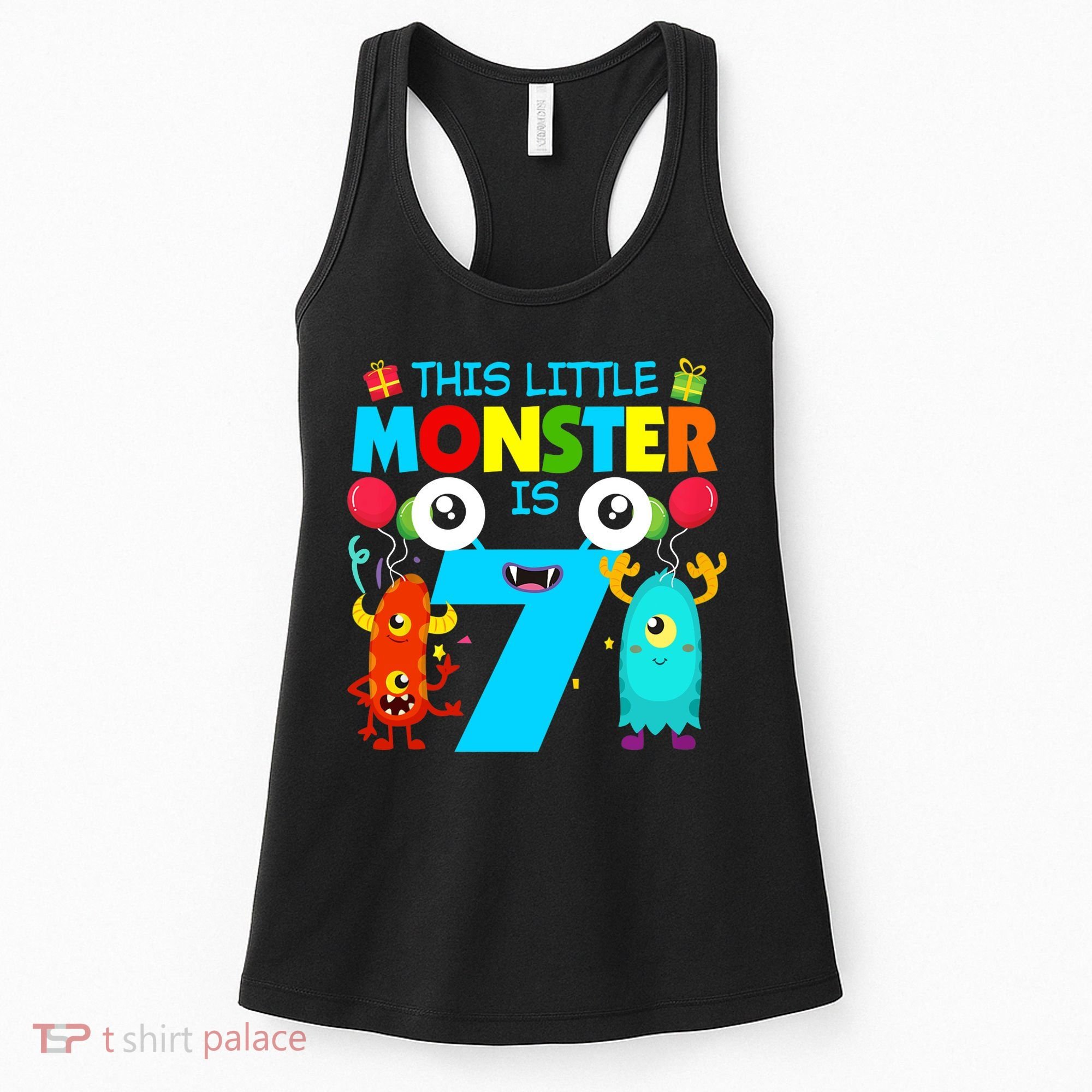 7 Year Old Gifts This Little Monster Is 7th Birthday Boy Women's Tank Top