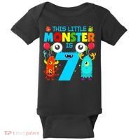 7 Year Old Gifts This Little Monster Is 7th Birthday Boy Baby Bodysuit thumb 0